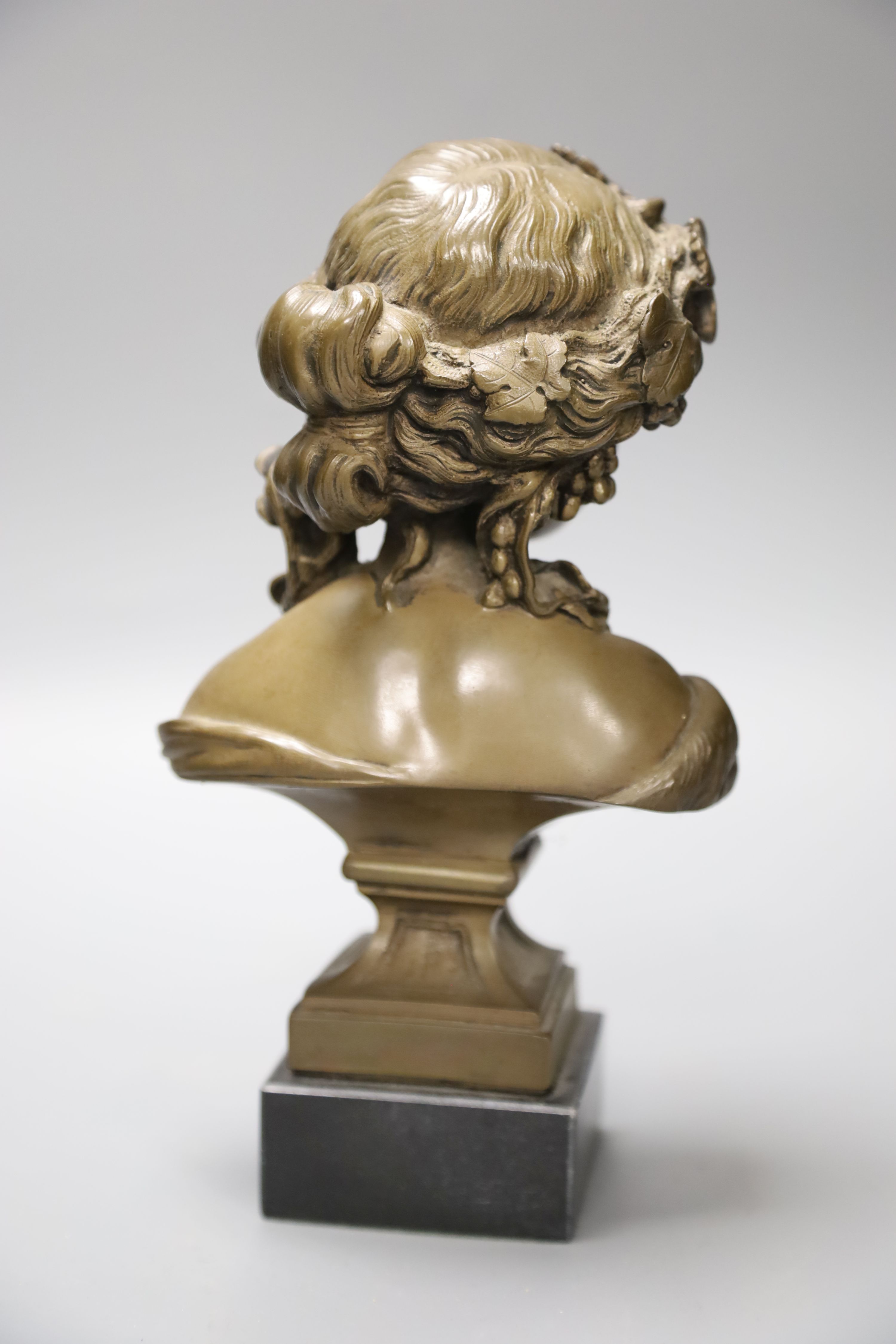 A bronzed composition bust of a lady, height 25cm